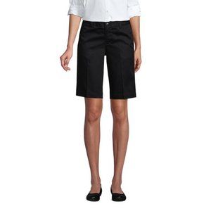 NWT LANDS' END UNIFORM WOMEN'S PLAIN FRONT CHINO SHORTS‎ BLACK 4T, 14T (TALL)